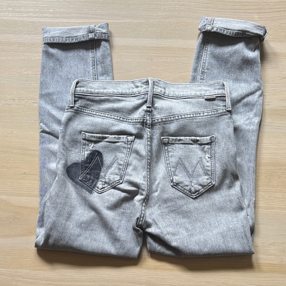 MOTHER Light Gray Straight Leg Jeans